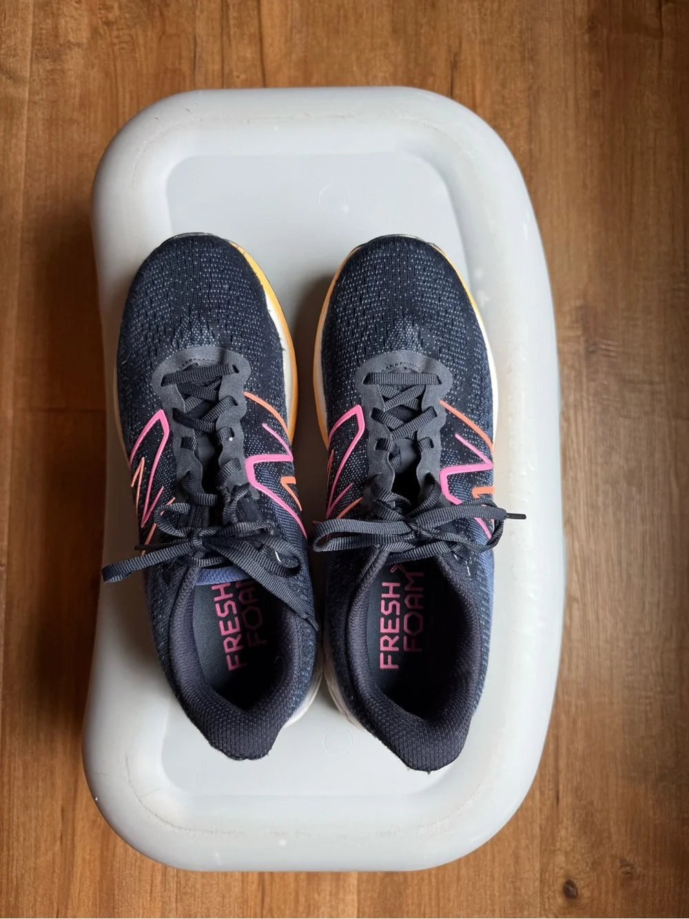 New Balance Women's Navy Pink Yellow Athletic Shoes